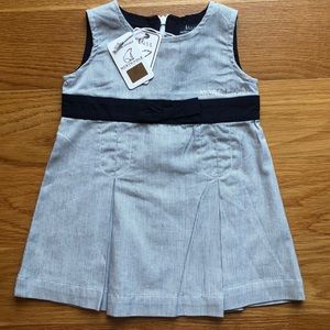 Navy blue pinstripe dress